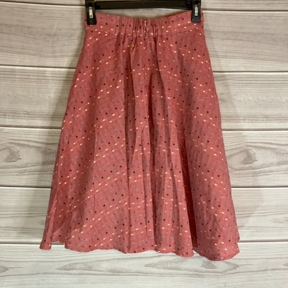 Modcloth Pink Multi Color Polka Dot A-line Circle Midi Skirt - Picture 4 of 8